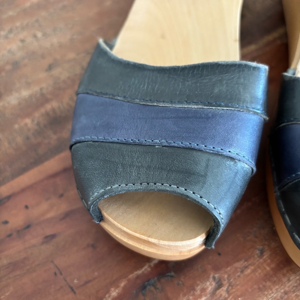 Blue‎ and Black Swedish Hasbeens Clog Sandals size 39 (US 9) - Picture 3 of 8